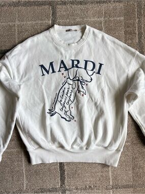 Mardi Mercredi White "Swing The Tail Ddanji" Sweatshirt Like New